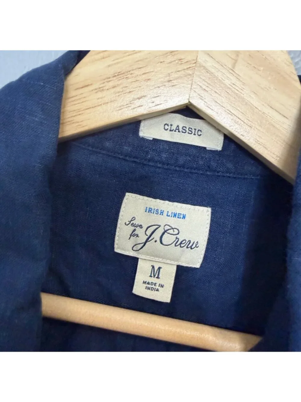 J, CREW baird mcnutt Irish linen slim short sleeve shirt in navy size M